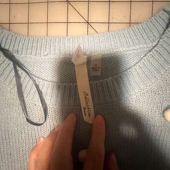 Ugly Christmas Sweater Collection Woman 1X Plus Scotty Dogs Blue snow pomp pom - Picture 12 of 15